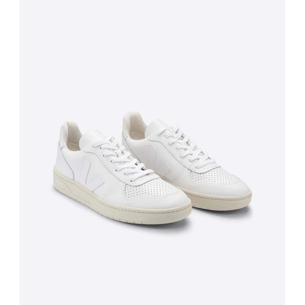 Veja V-10 LEATHER Women's Sneakers White | NZ 665BEX